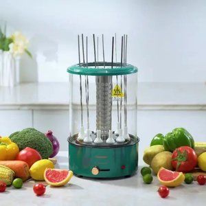 Household portable automatic 360° rotating smokeless barbecue machine bbq grill